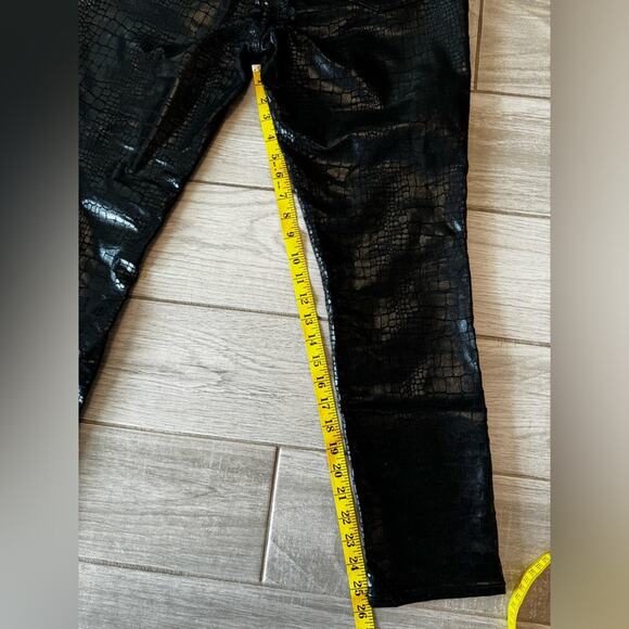 FRAME Le High Skinny Croc-Embossed Jeans Black Designer Size 30 - Picture 5 of 13